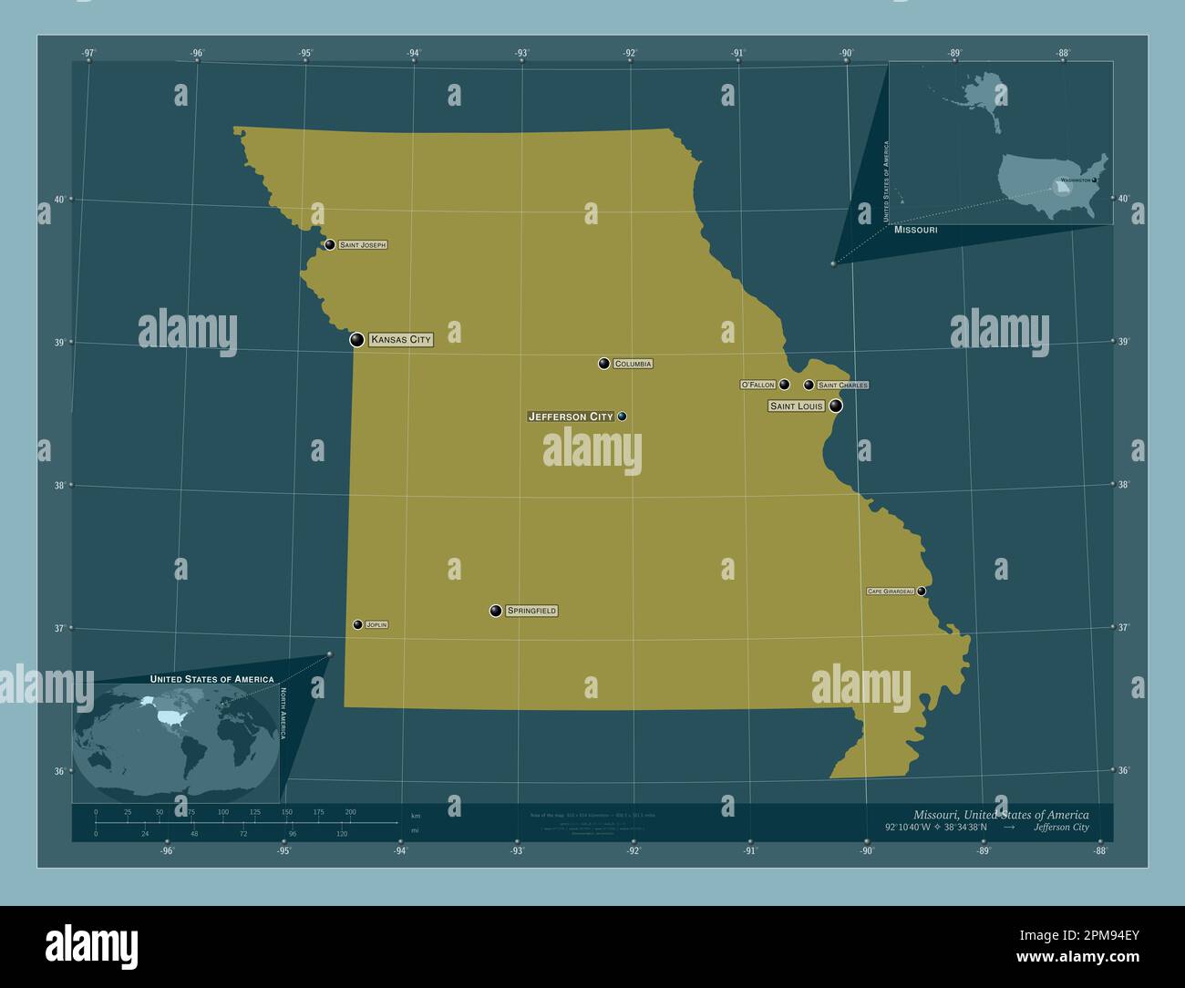 Missouri, state of United States of America. Solid color shape