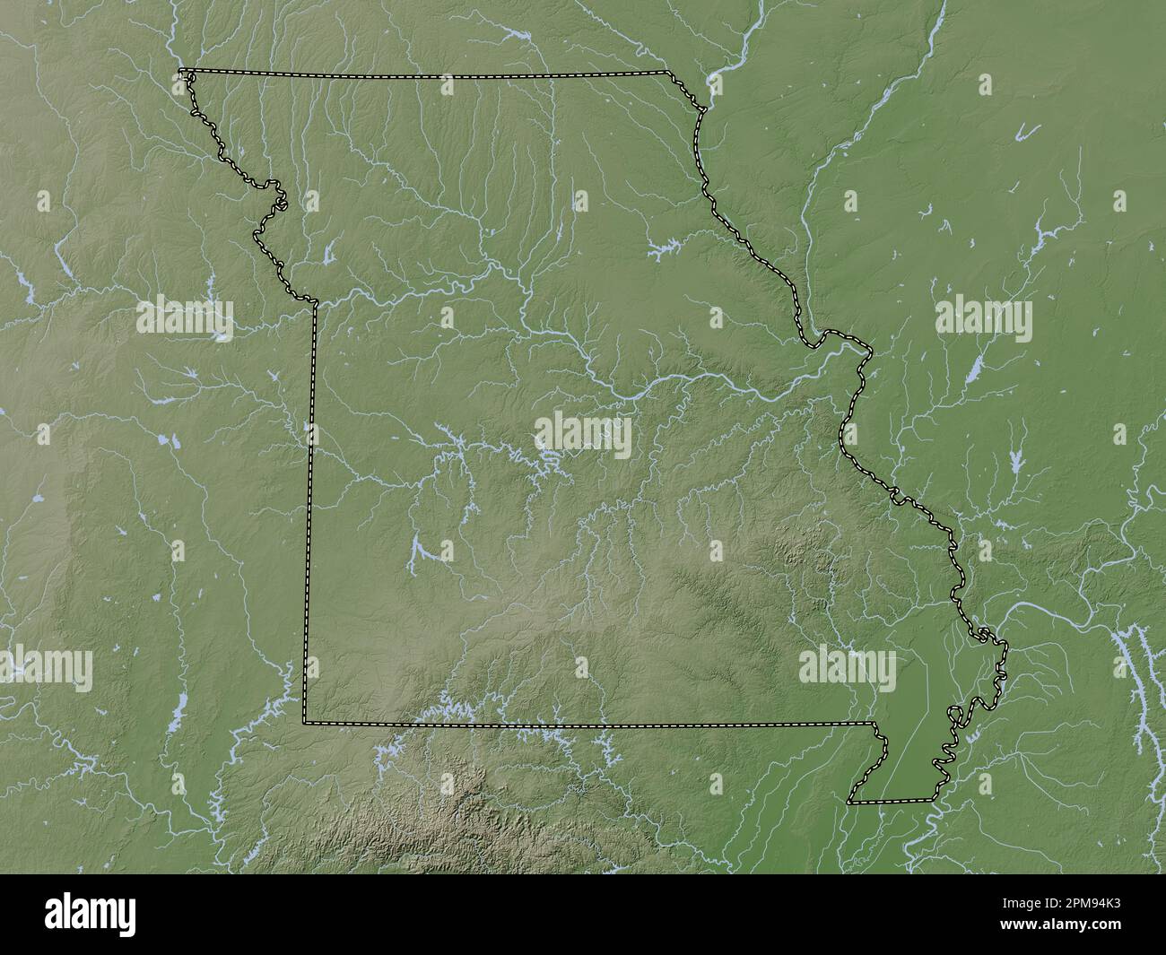 Missouri state of United States - Missouri State Of United States Of America Elevation Map Colored In Wiki Style With Lakes And Rivers 2PM94K3