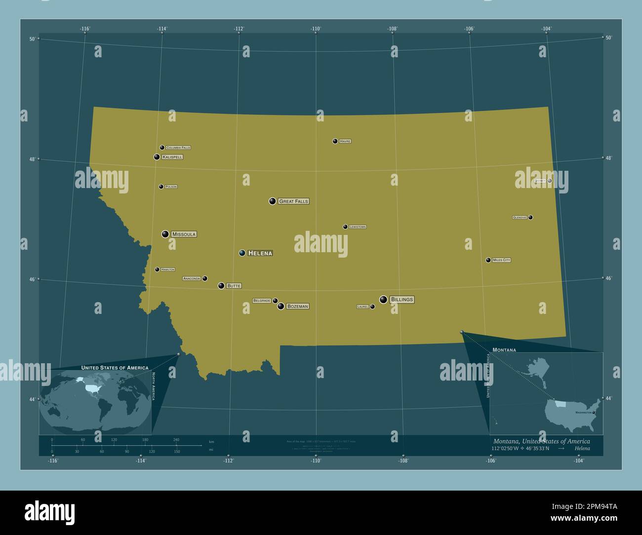 Montana, state of United States of America. Solid color shape