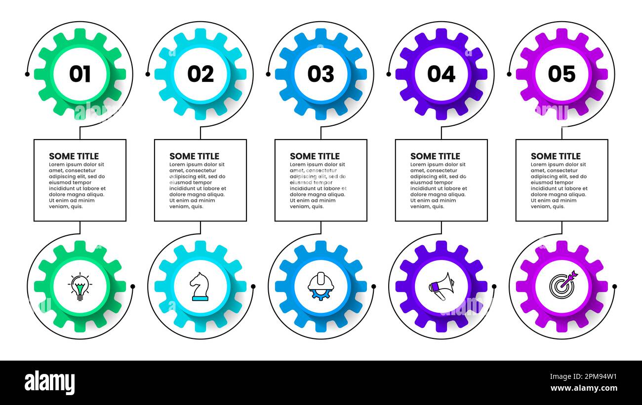 Infographic template with icons and 5 options or steps. Gears. Can be ...