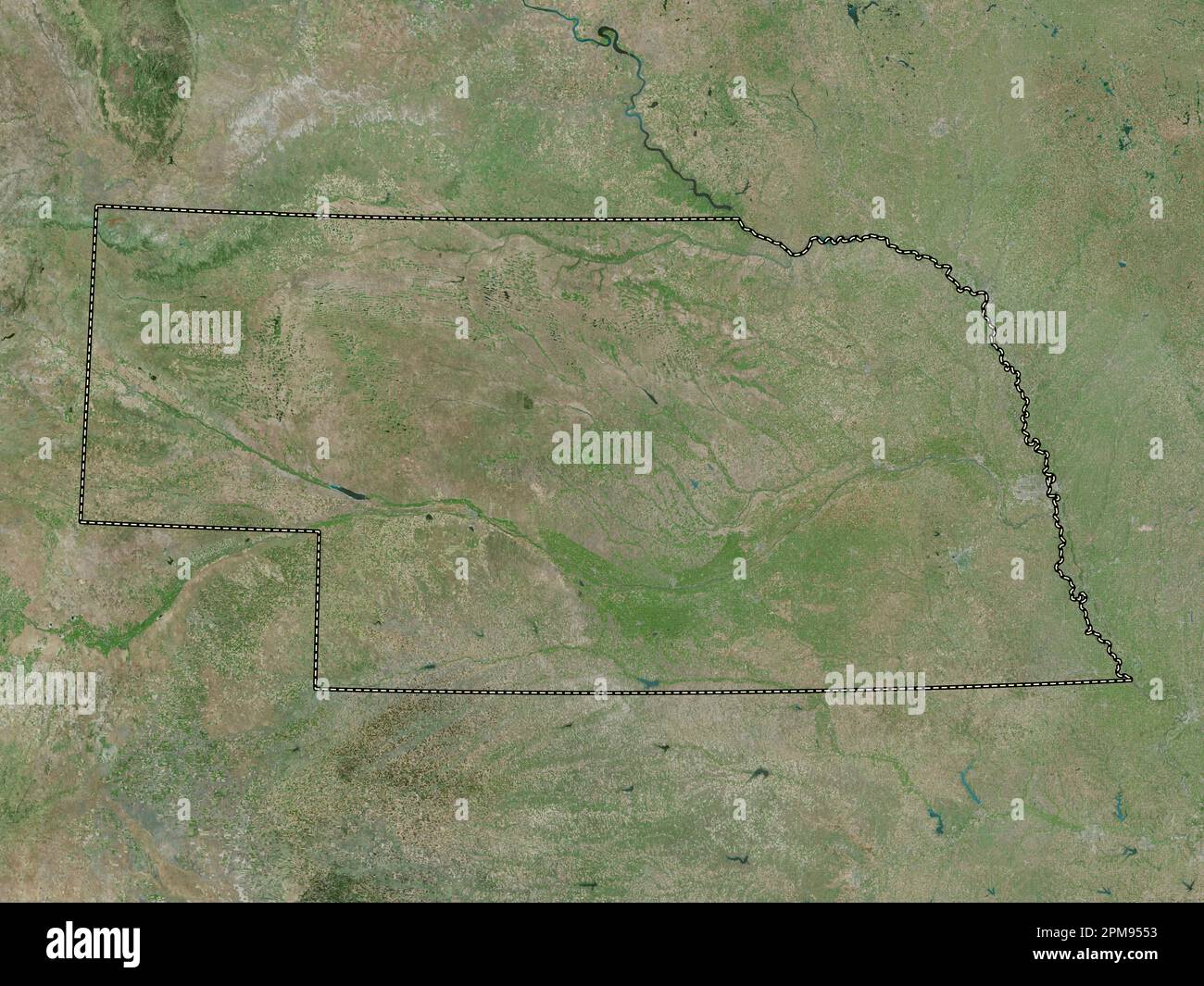 Nebraska, state of United States of America. High resolution satellite map Stock Photo