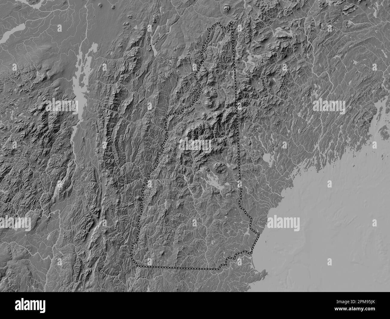 New Hampshire state of United - New Hampshire State Of United States Of America Bilevel Elevation Map With Lakes And Rivers 2PM95JK