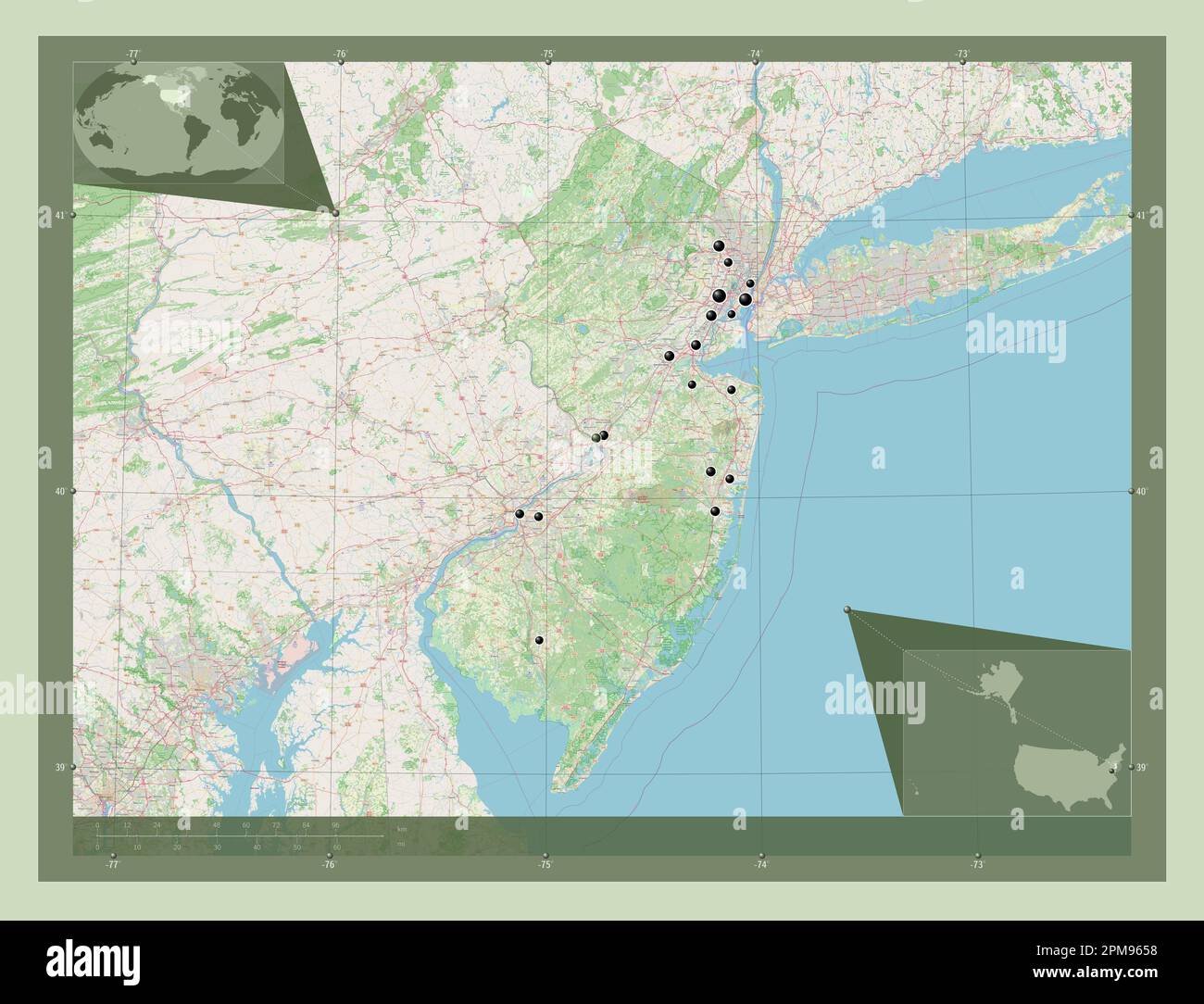 New Jersey, state of United States of America. Open Street Map