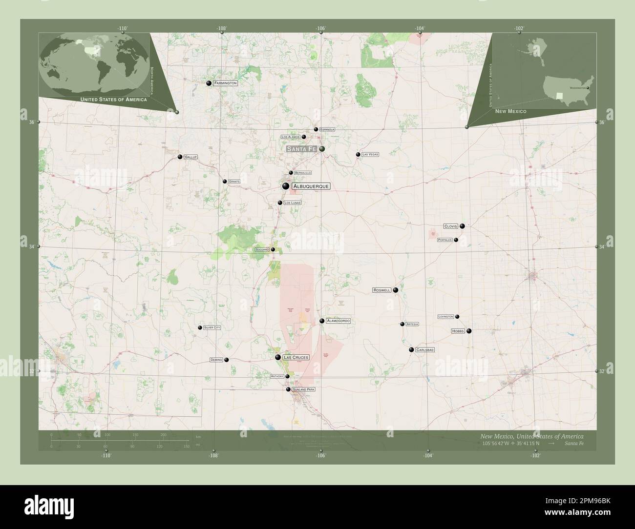 New Mexico, state of United States of America. Open Street Map