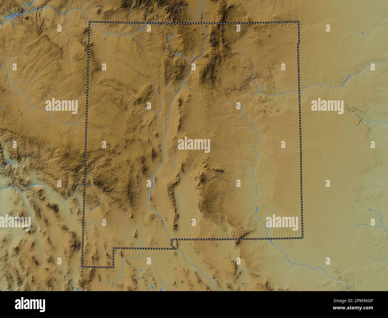 New Mexico state of United States - New Mexico State Of United States Of America Colored Elevation Map With Lakes And Rivers 2PM96DF