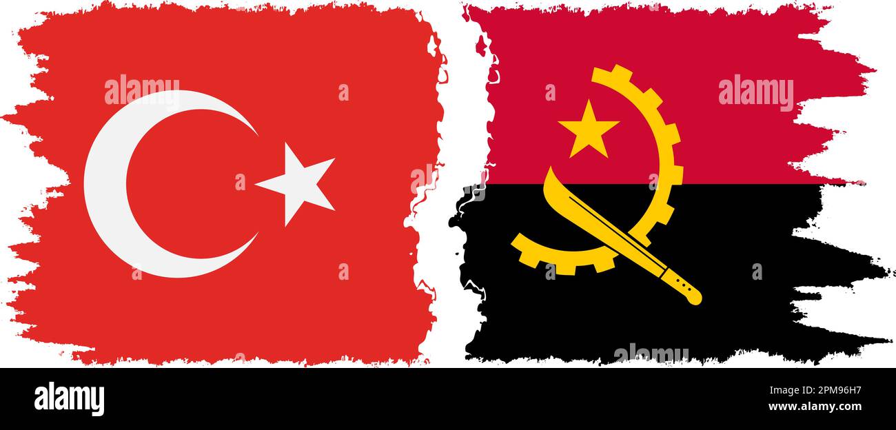 Angola and Turkey grunge flags connection, vector Stock Vector Image