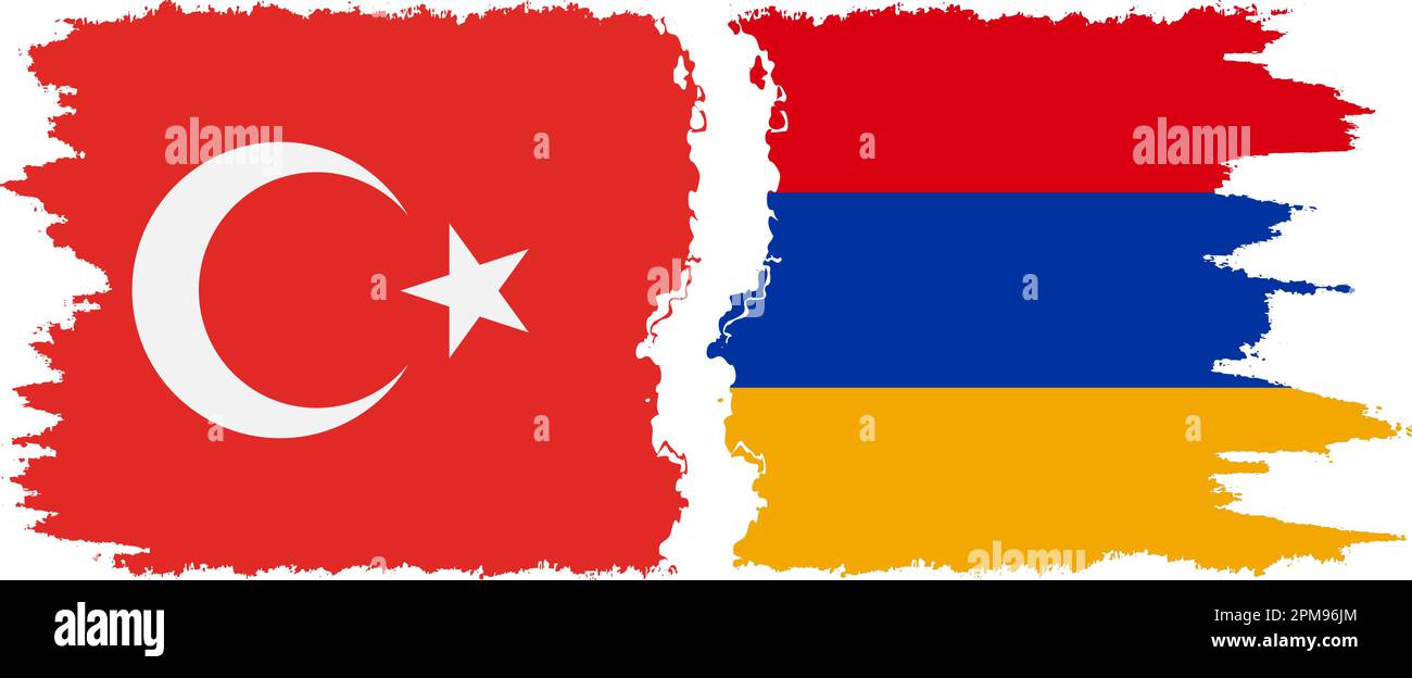 Armenia and Turkey grunge flags connection, vector Stock Vector Image