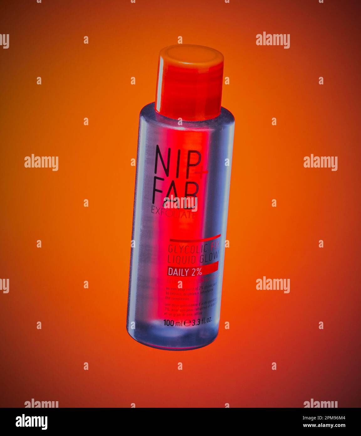 Mansfield,Nottingham,United Kingdom:Studio product image of Nip+ Fab skin care product on a orange background. Stock Photo