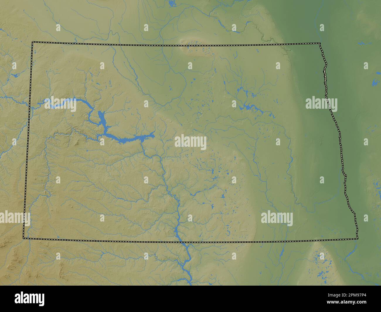 North Dakota state of United States - North Dakota State Of United States Of America Colored Elevation Map With Lakes And Rivers 2PM97P4