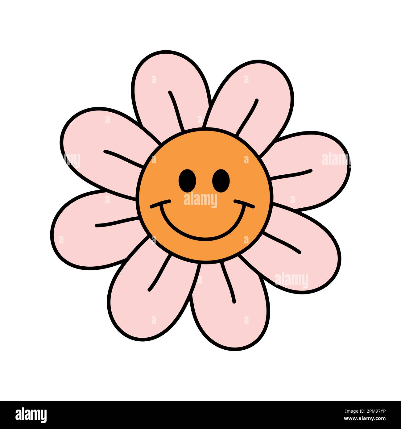 Vector groovy retro colored flower with face Stock Vector Image & Art