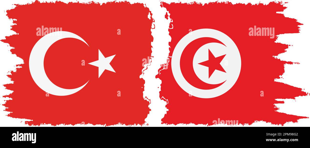 Tunisia and Turkey grunge flags connection, vector Stock Vector Image