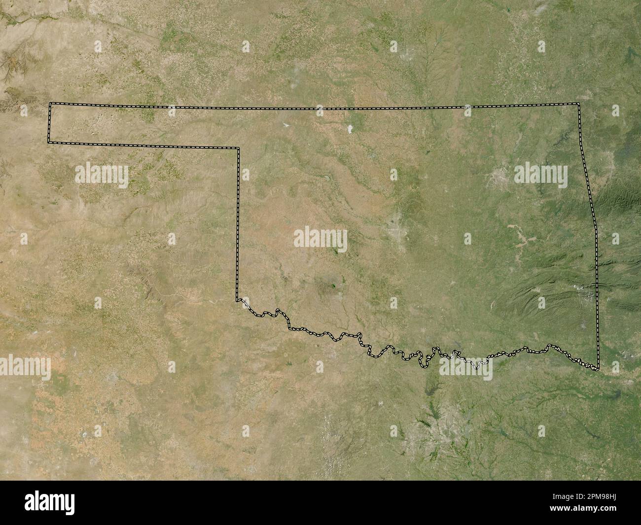 Oklahoma, state of United States of America. Low resolution satellite map Stock Photo