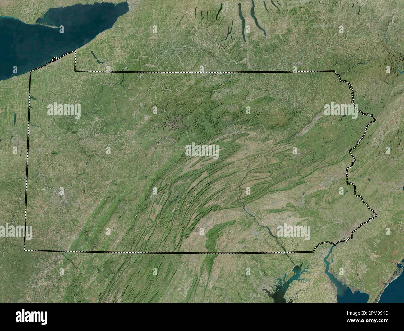 Pennsylvania, state of United States of America. High resolution satellite map Stock Photo