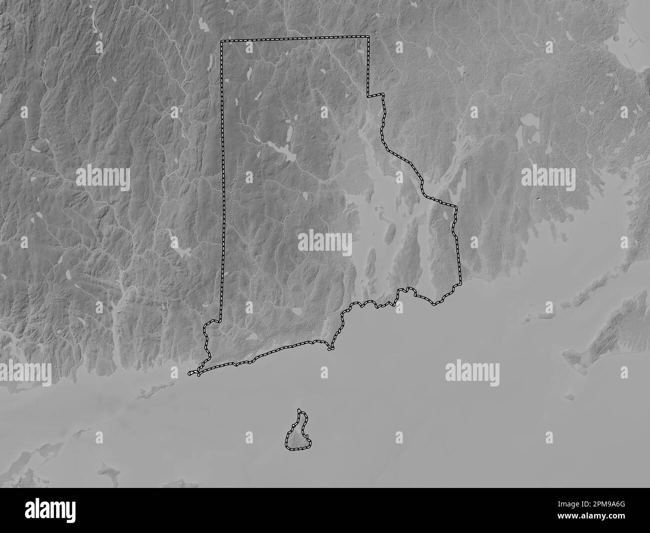 Rhode Island state of United States - Rhode Island State Of United States Of America Grayscale Elevation Map With Lakes And Rivers 2PM9A6G