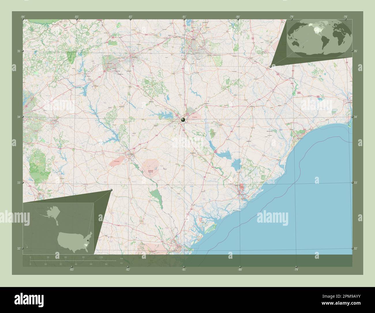 South Carolina, state of United States of America. Open Street Map ...