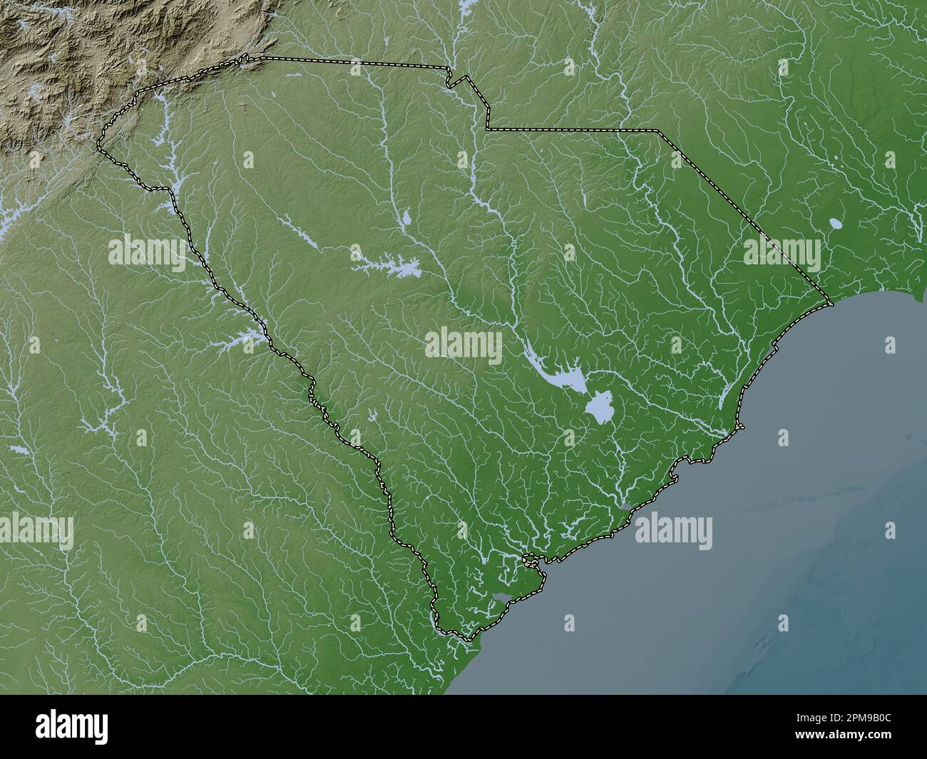 South Carolina state of United - South Carolina State Of United States Of America Elevation Map Colored In Wiki Style With Lakes And Rivers 2PM9B0C 