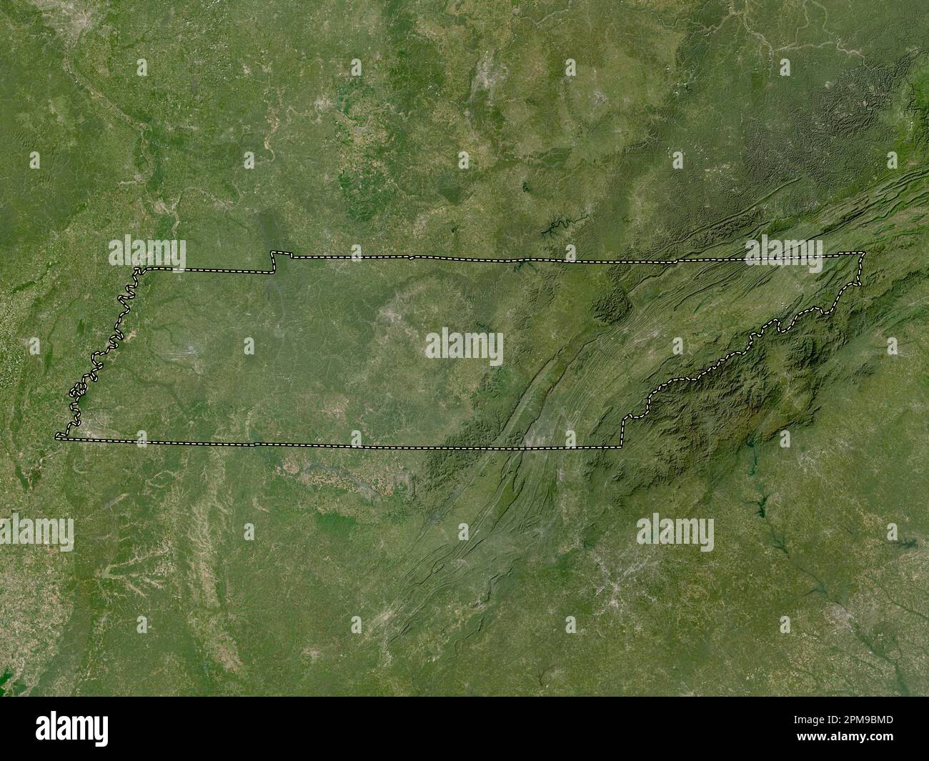 Tennessee, state of United States of America. Low resolution satellite map Stock Photo