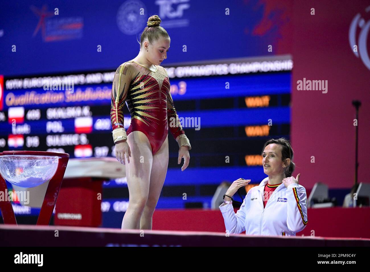 Antalya, Turkey. 12th Apr, 2023. Belgian gymnast Lisa Vaelen and