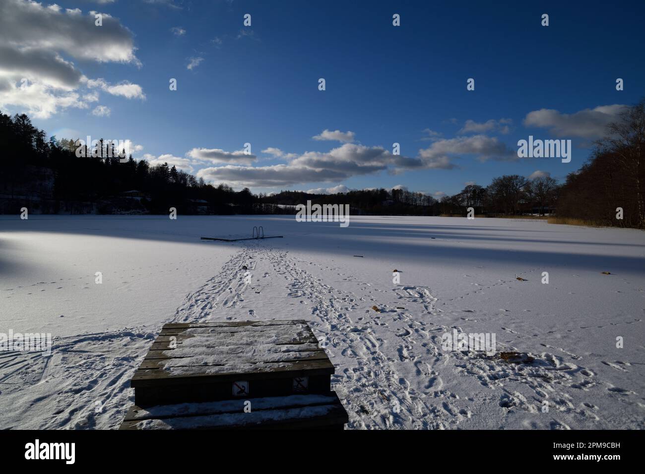 Winter lake, Denmark Stock Photo