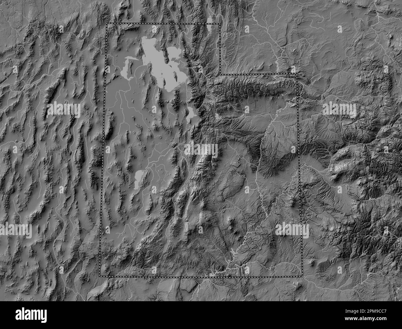 Utah state of United States of - Utah State Of United States Of America Bilevel Elevation Map With Lakes And Rivers 2PM9CC7
