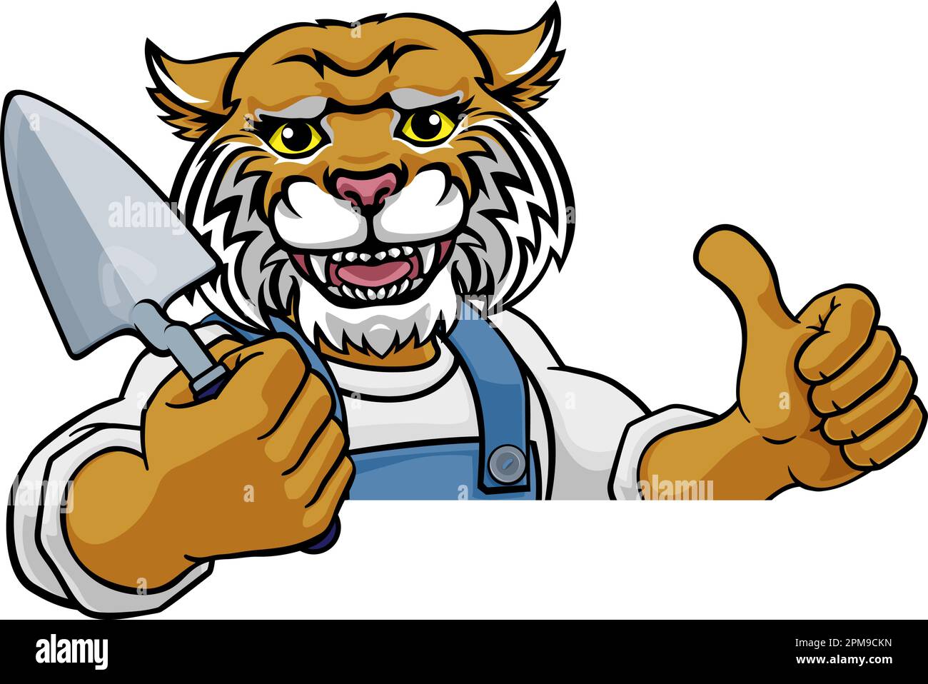 Wildcat Bricklayer Builder Holding Trowel Tool Stock Vector