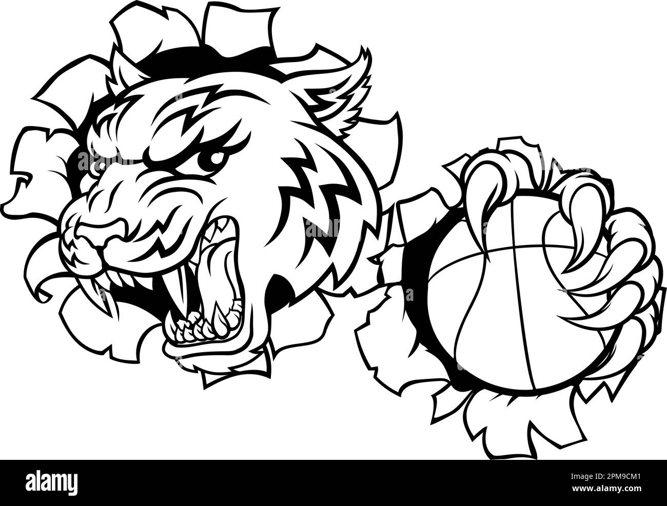 Tiger Baketball Player Animal Sports Mascot Stock Vector Image & Art