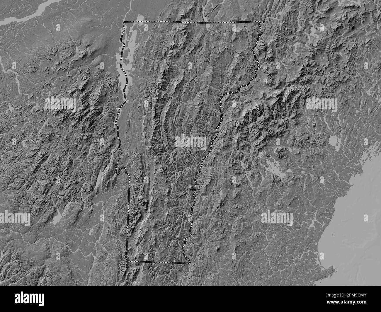 Vermont state of United States - Vermont State Of United States Of America Bilevel Elevation Map With Lakes And Rivers 2PM9CMY 