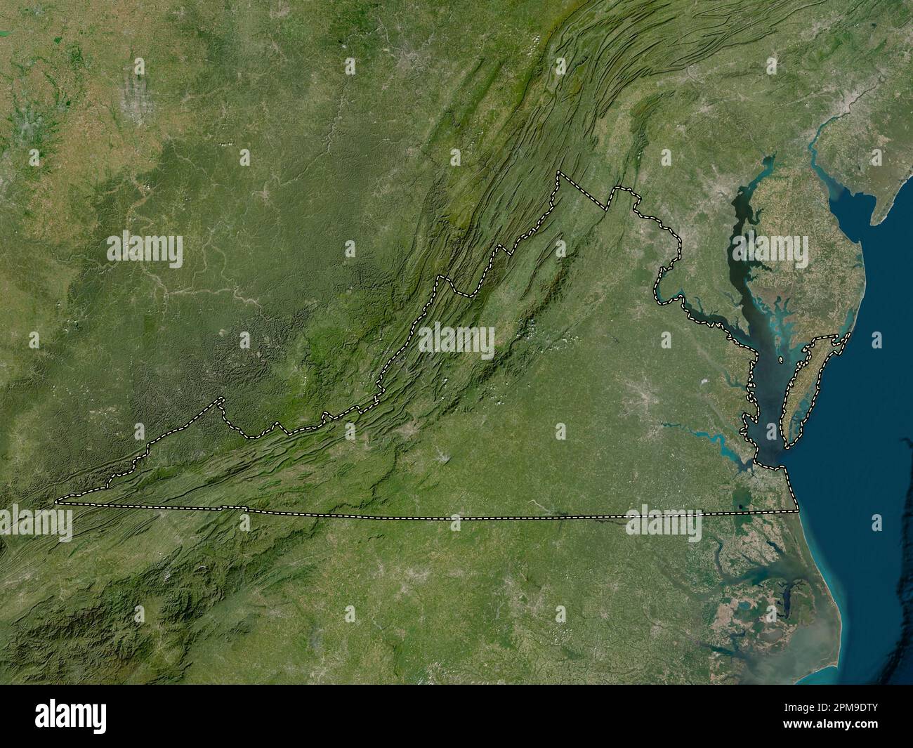 Virginia, state of United States of America. Low resolution satellite map Stock Photo