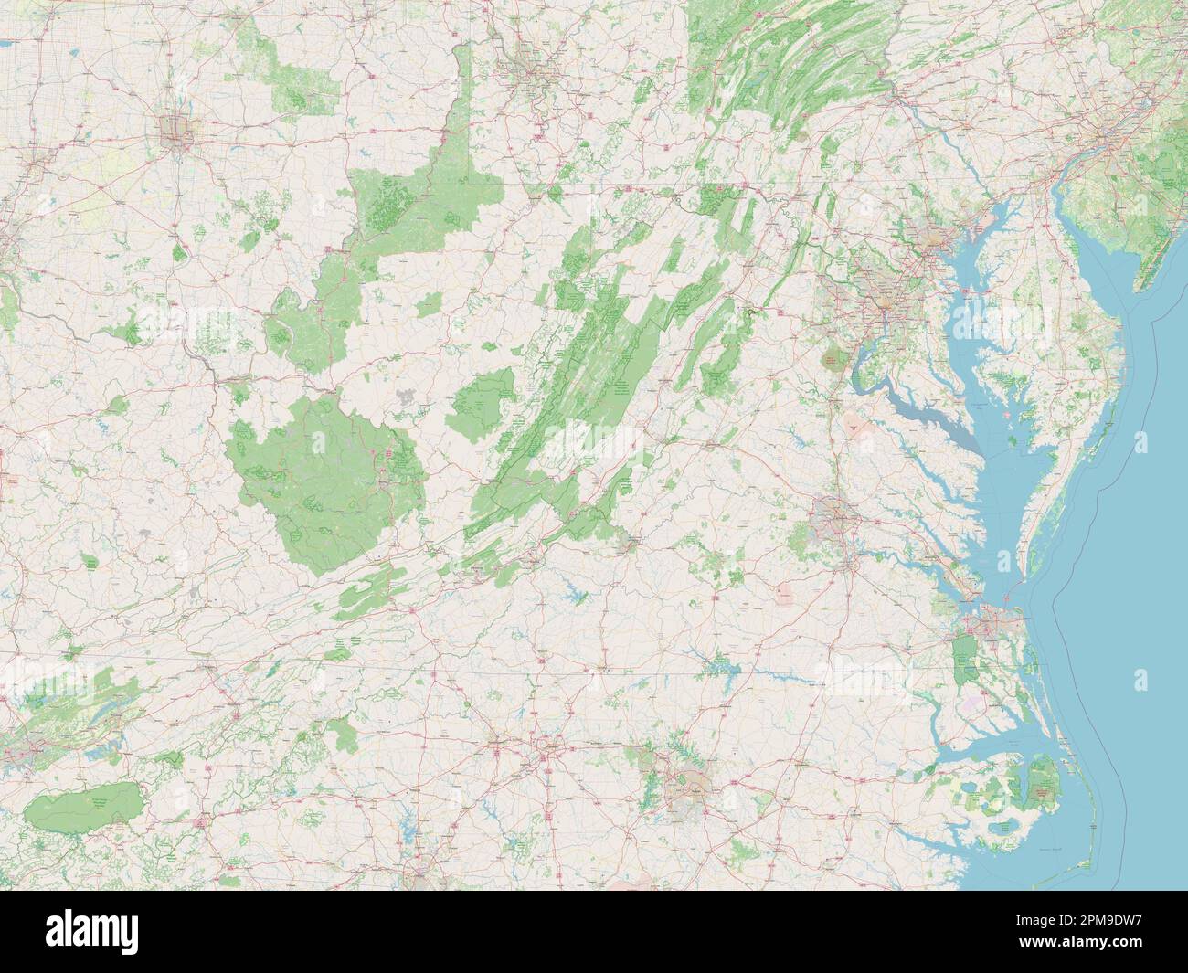 Virginia, state of United States of America. Open Street Map Stock Photo