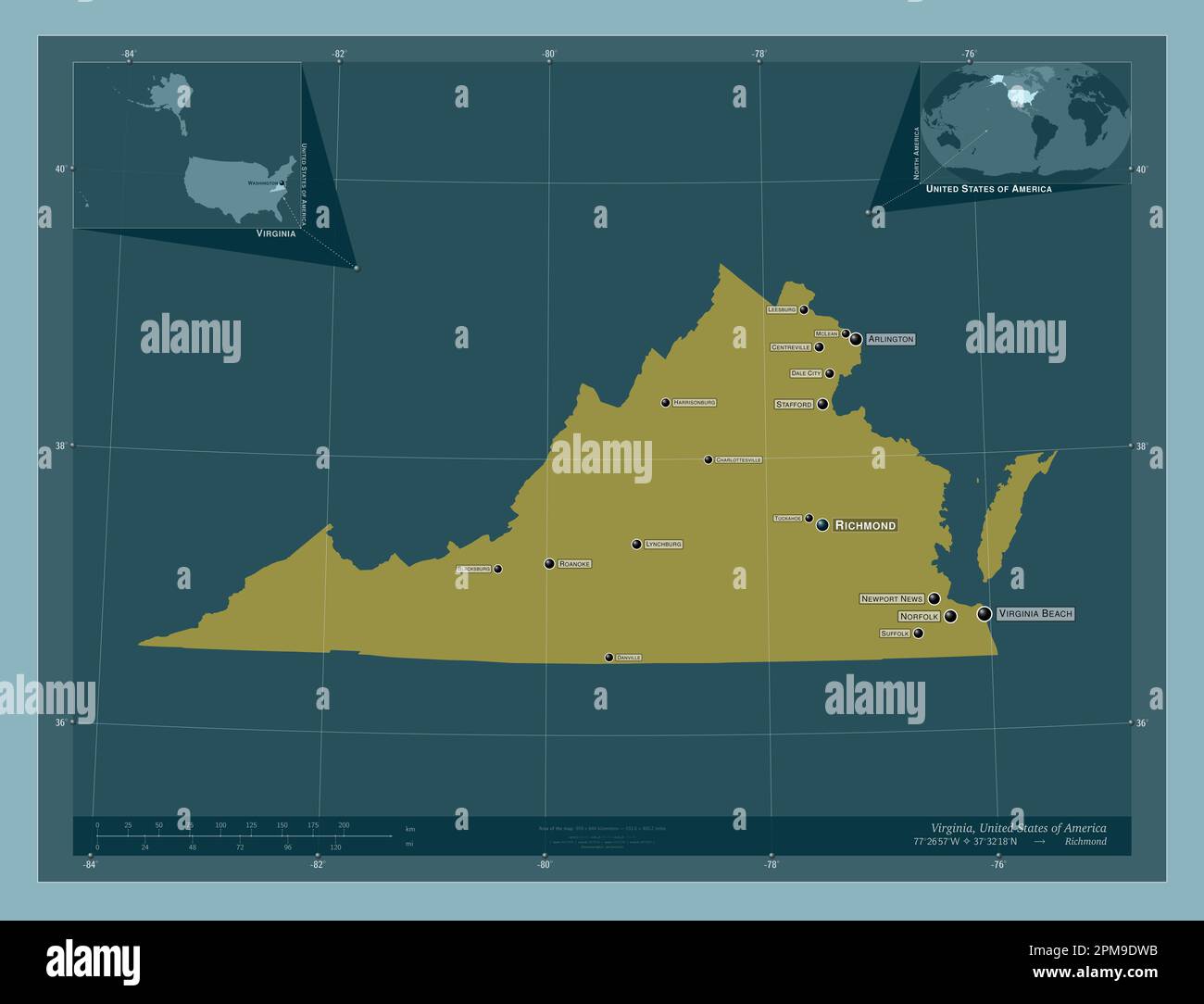 Virginia, state of United States of America. Solid color shape