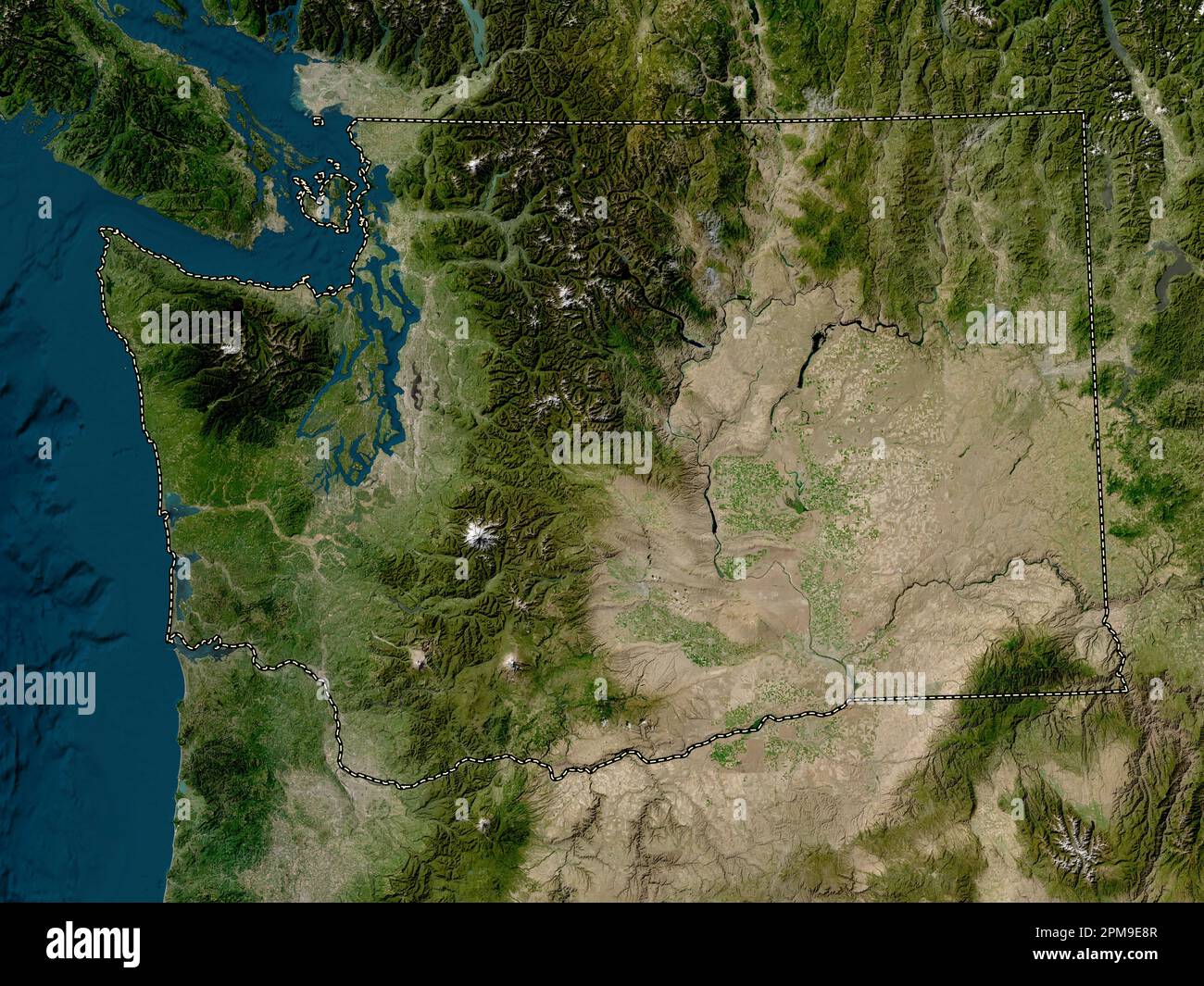 Washington state of United States - Washington State Of United States Of America Low Resolution Satellite Map 2PM9E8R 