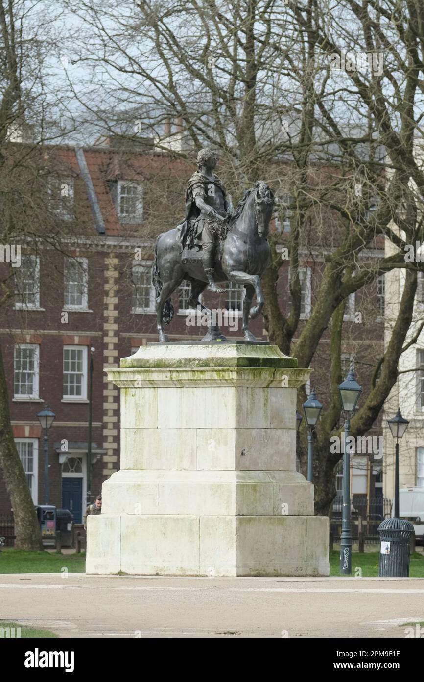 The Equestrian statue of King William III in Queen Square Bristol UK