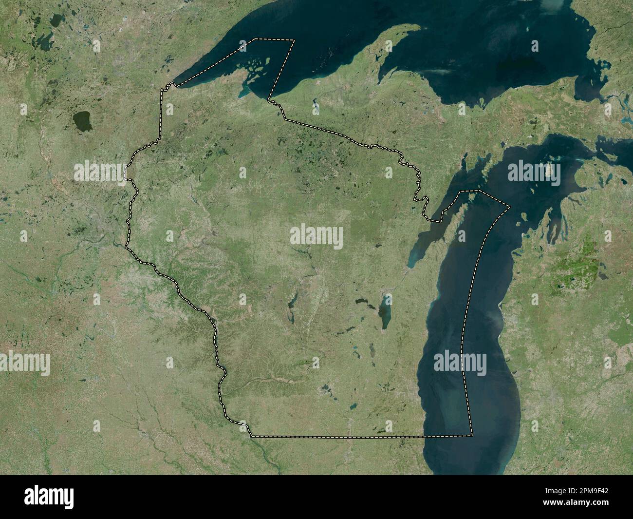 Wisconsin, state of United States of America. High resolution satellite map Stock Photo