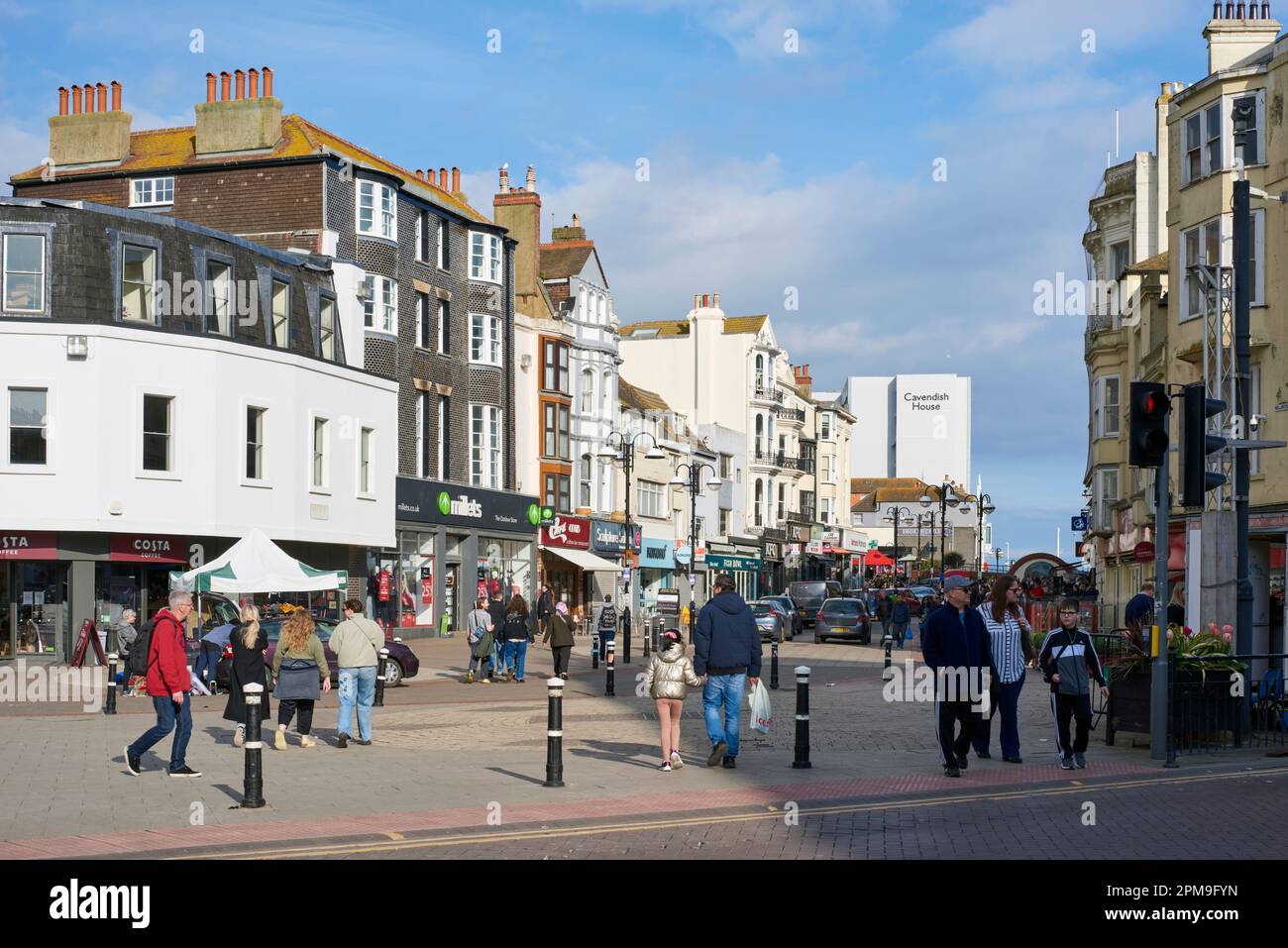 Pedestrians in Castle Street, Hastings Town Centre, East Sussex, England Stock Photo