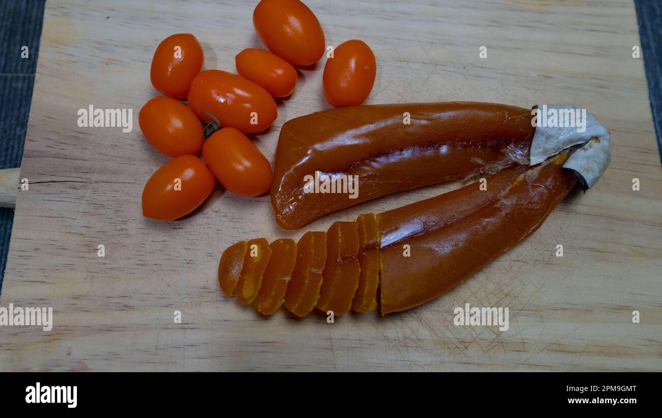 Pressed Roe Bottarga dried roe mullet sardinian hi-res stock photography and images ...