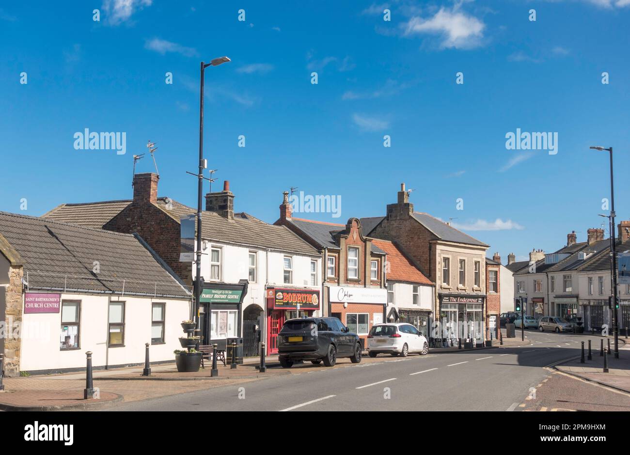 Front Street in Newbiggin by the Sea town centre, Northumberland