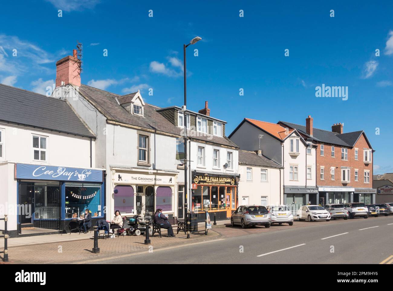 Front Street in Newbiggin by the Sea town centre, Northumberland
