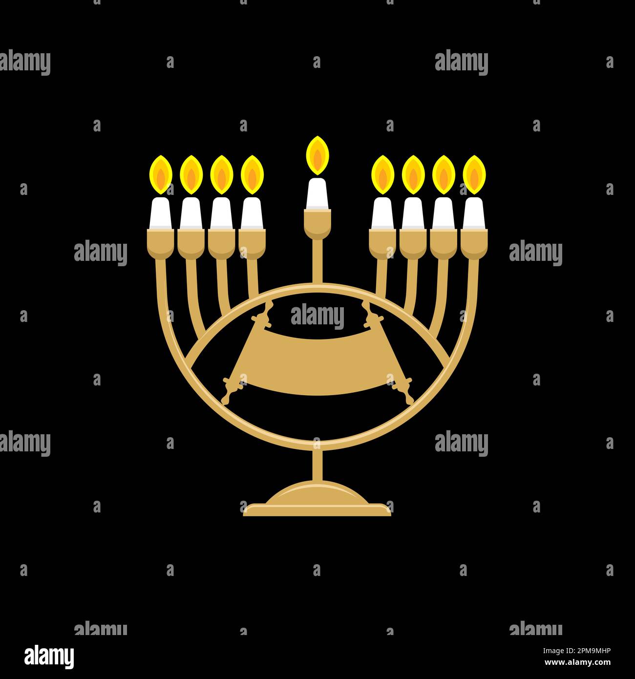 Vector illustration of a traditional Jewish Hanukkah menorah. Holiday