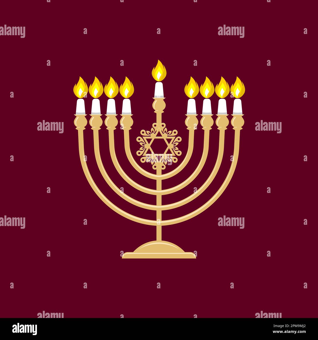 Vector illustration of a traditional Jewish Hanukkah menorah. Holiday