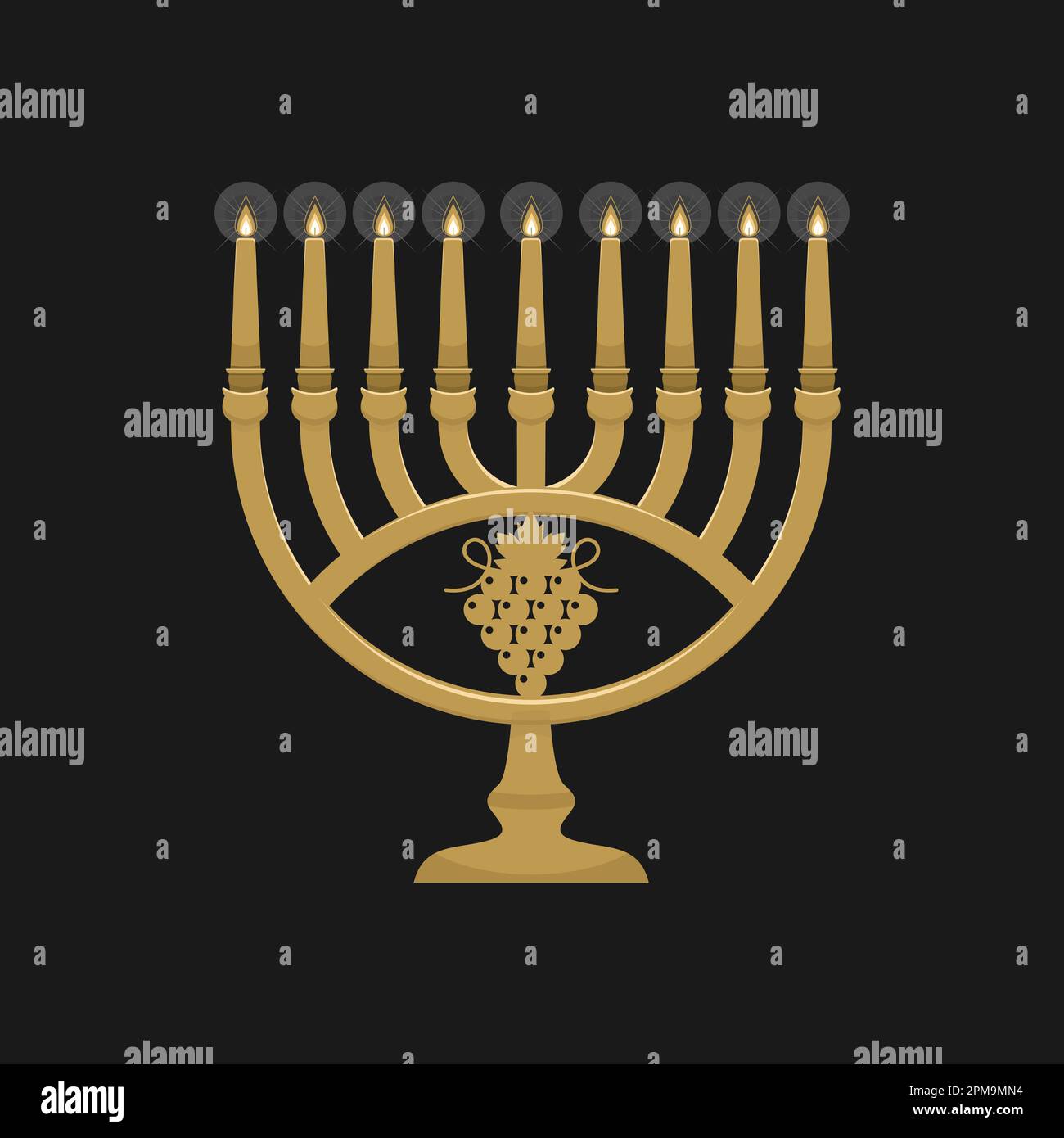Vector illustration of a traditional Jewish Hanukkah menorah. Holiday