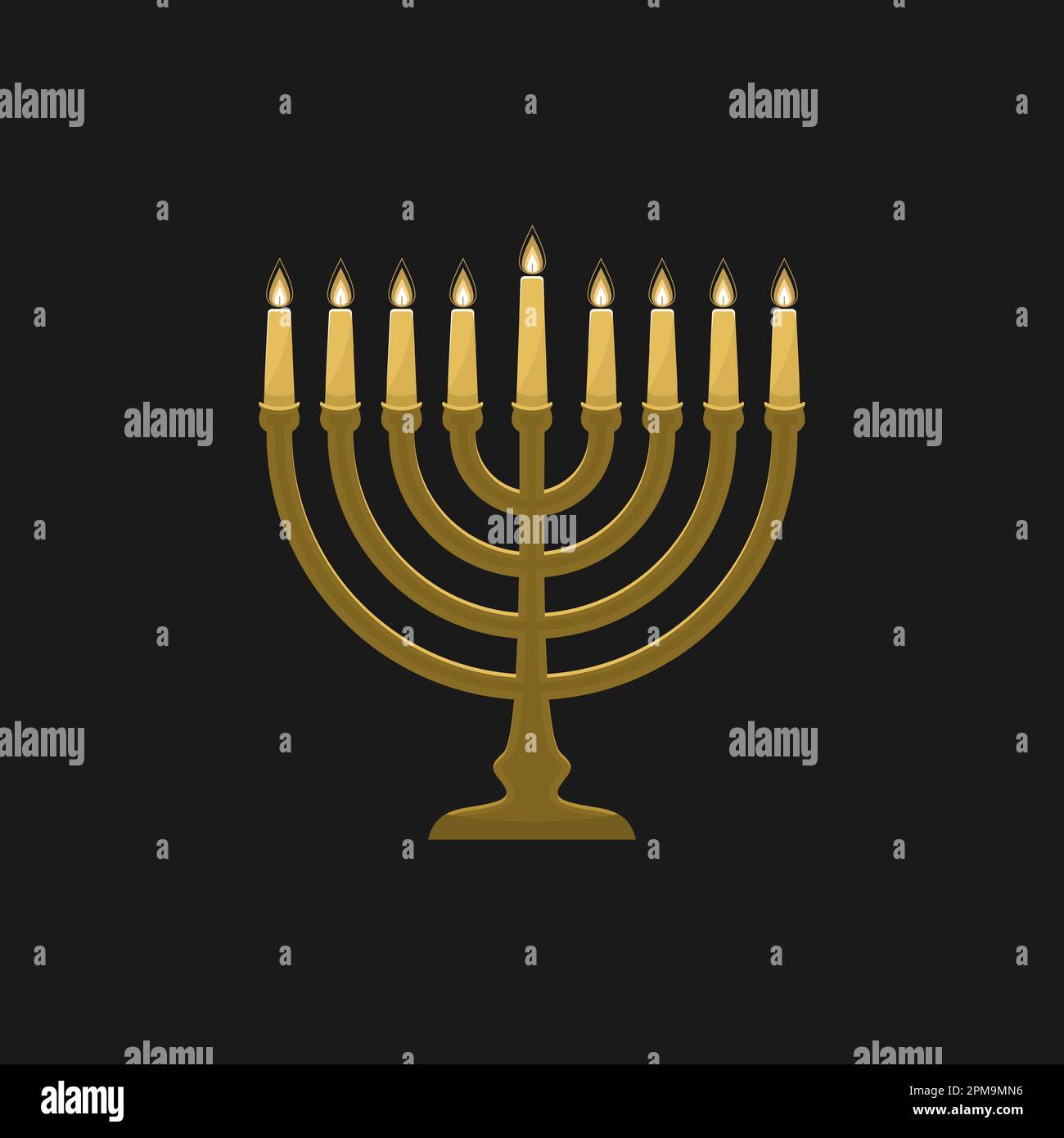Vector illustration of a traditional Jewish Hanukkah menorah. Holiday