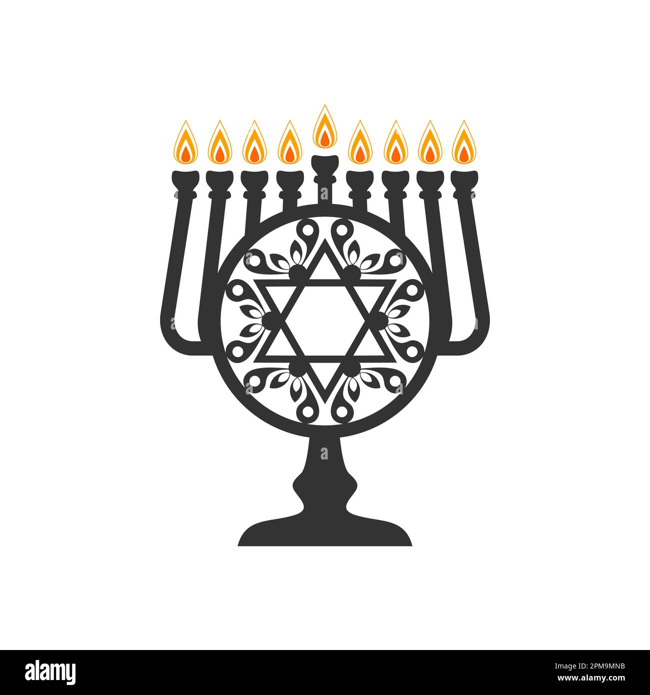 Vector illustration of a traditional Jewish Hanukkah menorah. Holiday