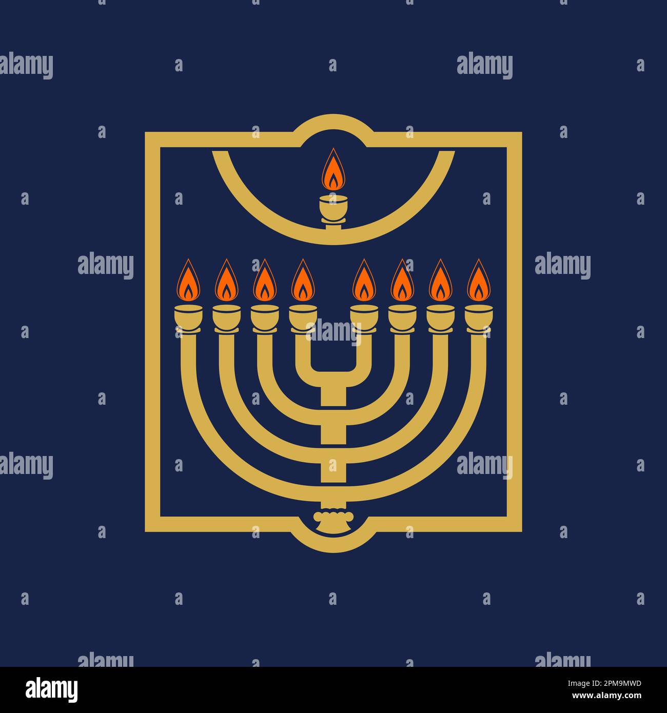 Vector illustration of a traditional Jewish Hanukkah menorah. Holiday