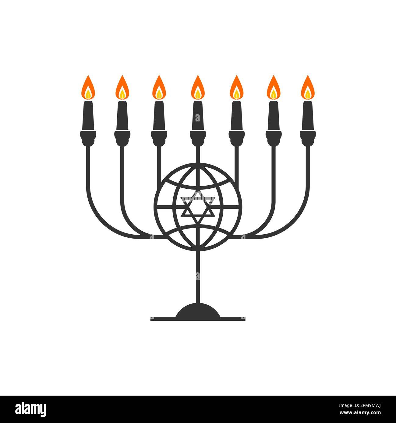 Vector illustration of a traditional Jewish religious menorah