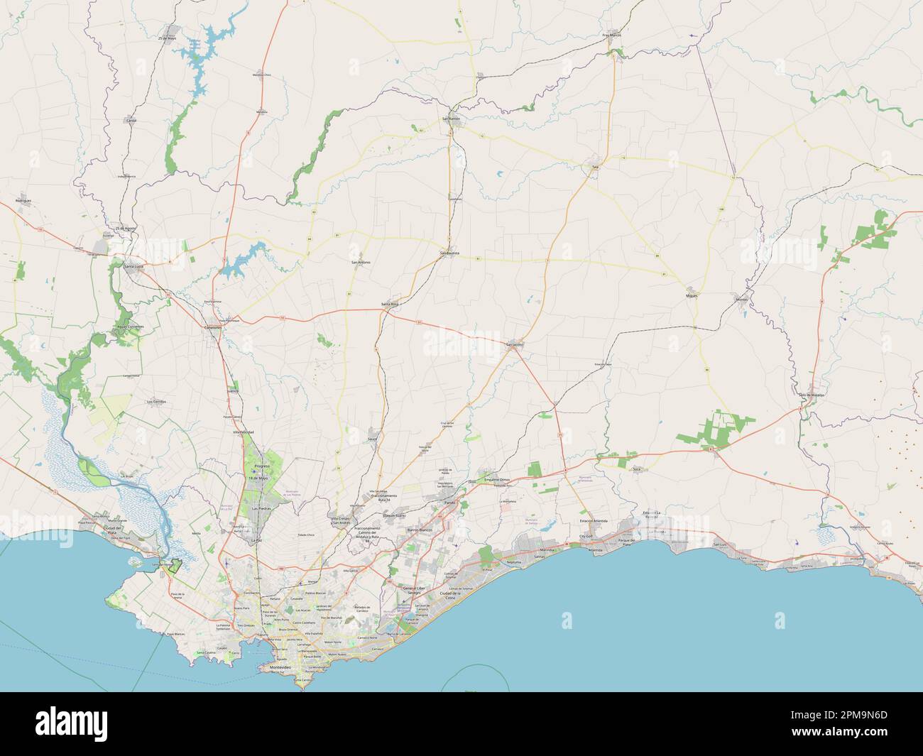 Canelones, department of Uruguay. Open Street Map Stock Photo