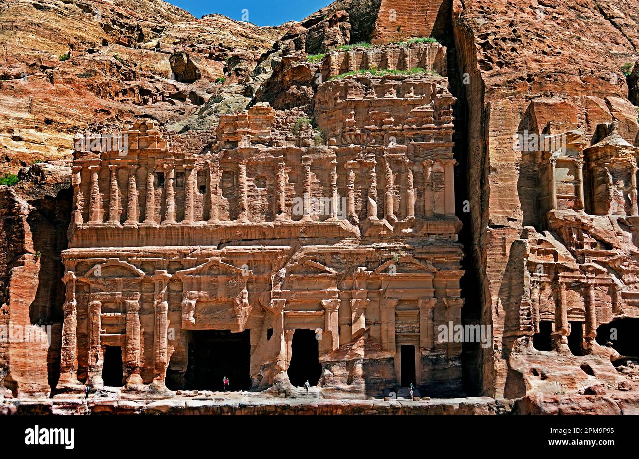 Palace Tomb -  Corinthian Tomb Petra city Nabataean caravan-city rock-cut façades Jordan carved sandstone rock desert. View of the Royal Tombs Stock Photo