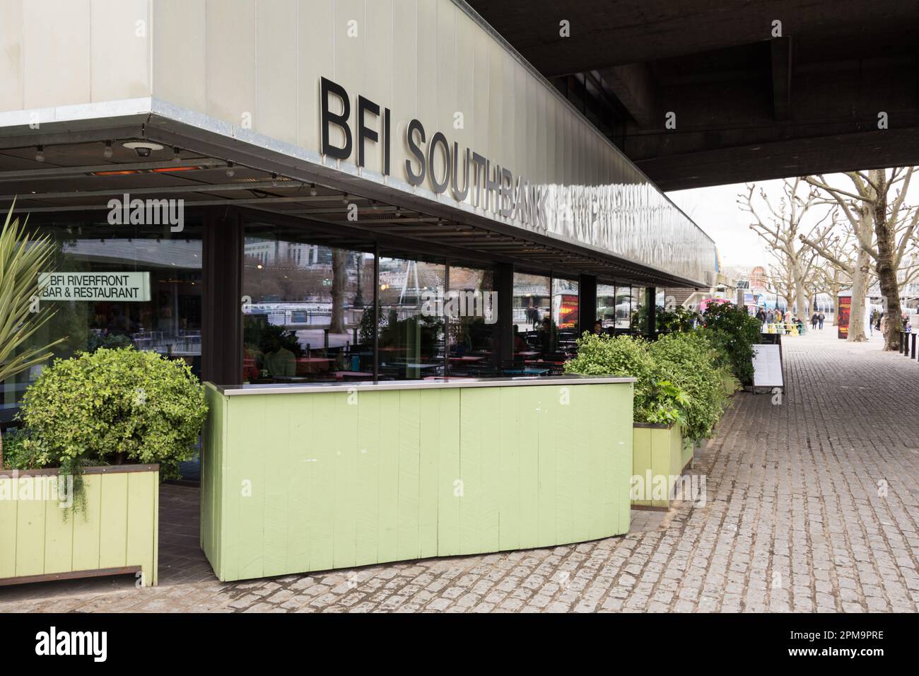 BFI Southbank signage, Belvedere Road, London, SE1, England, UK Stock