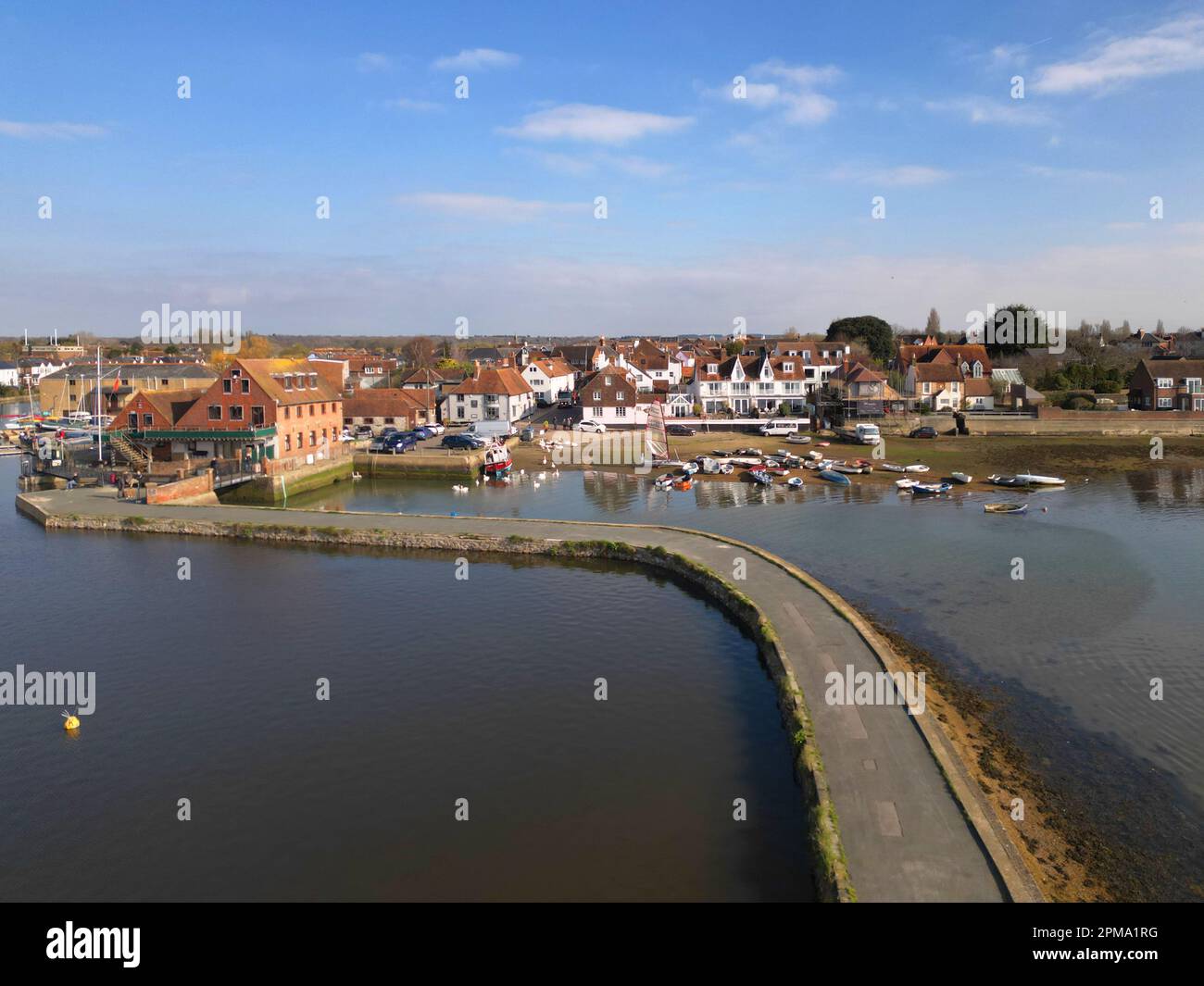 aerial view of the mill pond and promenade at emsworth on the hampshire coast Stock Photo