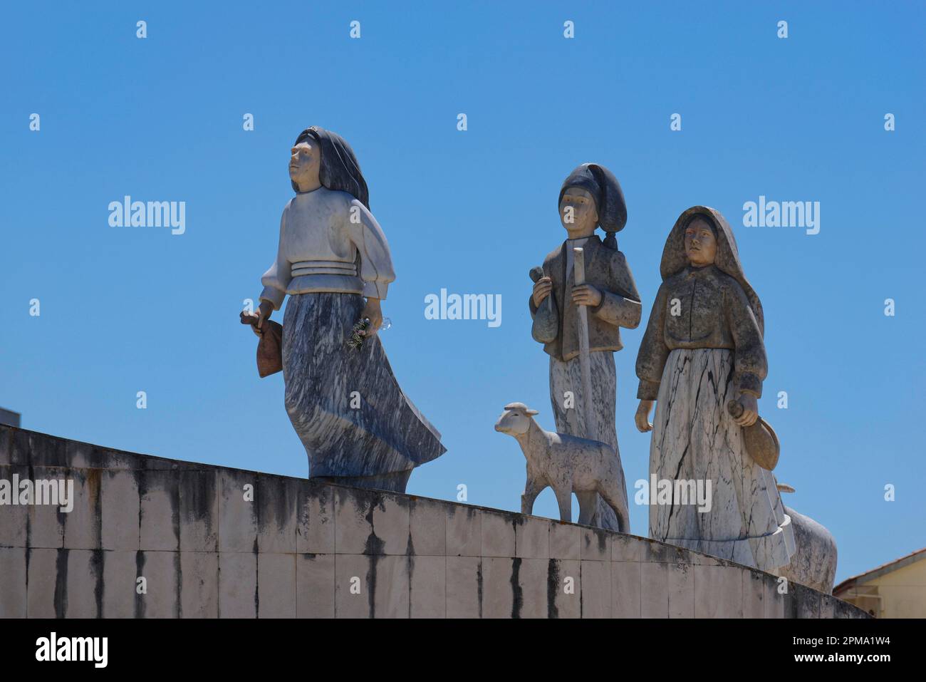 Statue of the Three Shepherd Children, Fatima, Portugal Stock Photo