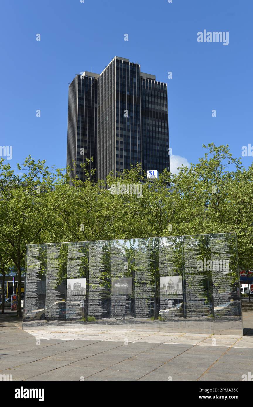 Mirror Wall, Holocaust Memorial, Hermann-Ehlers-Platz, Steglitz, Berlin, Germany Stock Photo